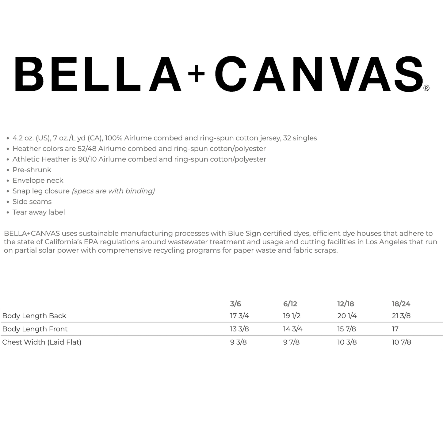 Bella+Canvas brand information on a white background